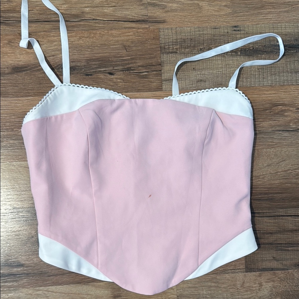 Pink and White Bustier Top